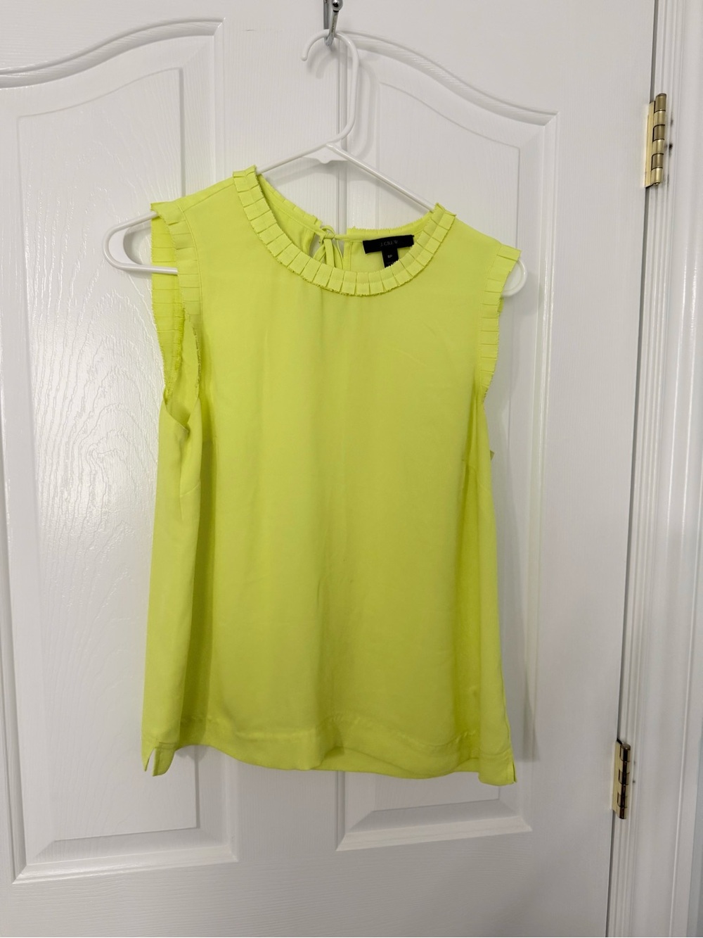 Jcrew Sleeveless Pleated Neck Blouse - Neon Yellow